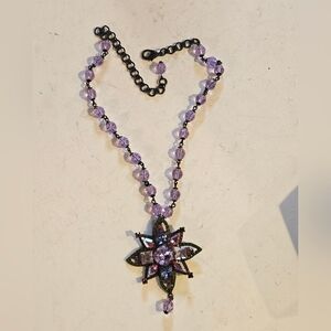 Vintage Sorelli Crystal Starburst Purple Beaded Necklace